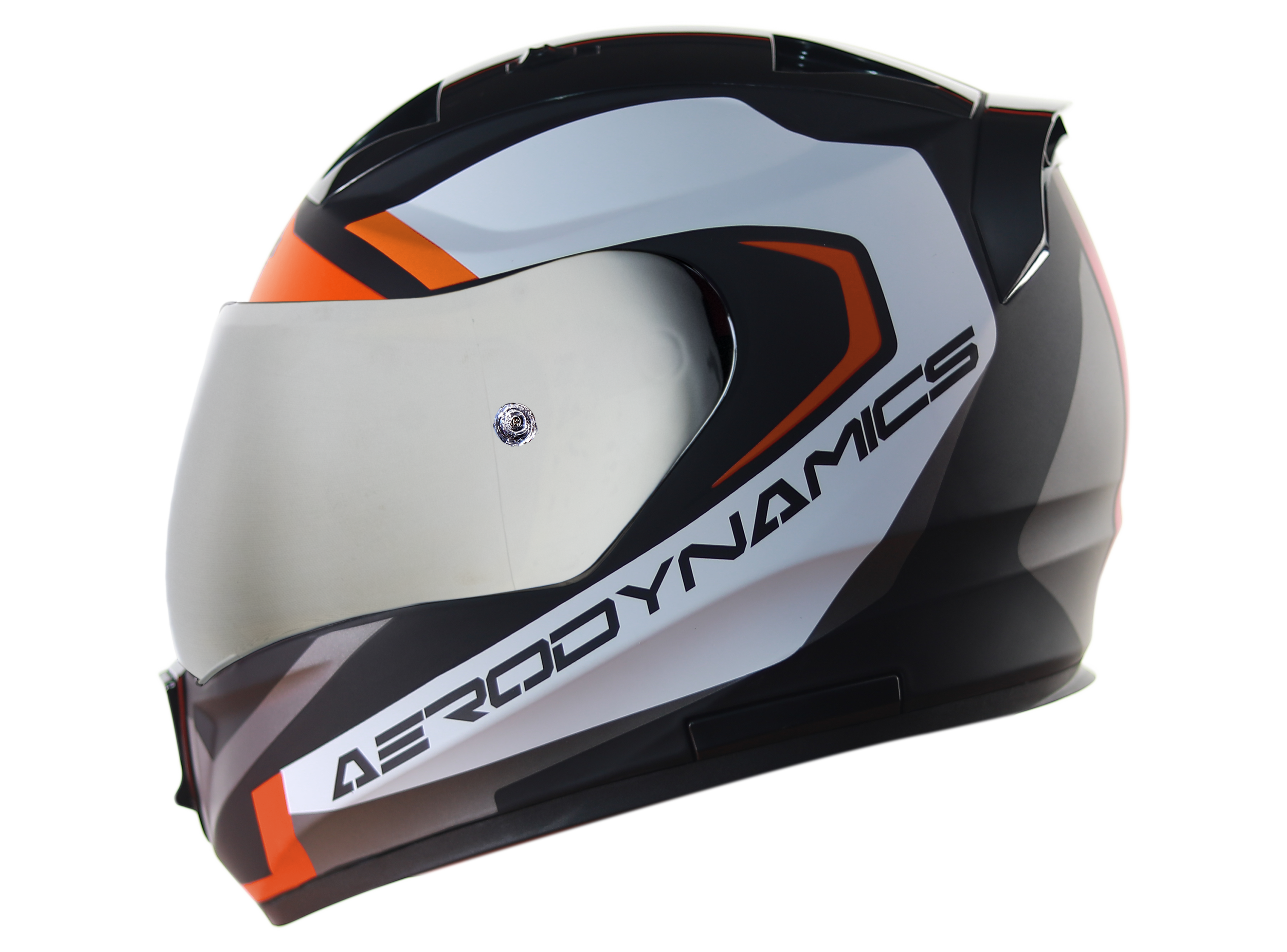 SA-1 Aerodynamics Mat Black/Orange With Anti-Fog Shield Silver Chrome Visor 